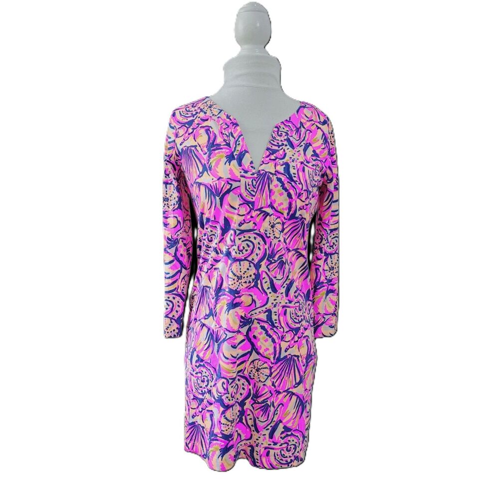 Lilly Pulitzer Pima Cotton Shell Of A Time Riva Starfish Dress Pink Multi Sz S